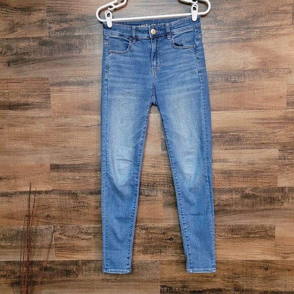 American Eagle Jeans 4 R Jegging Next Level Stretch Hi Rise Medium Light Wash - Picture 1 of 11